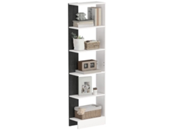Librería Moderna De Madera De 5 Niveles Que Ahorra Espacio, 45x21x170 Cm, Blanco Y Negro.
