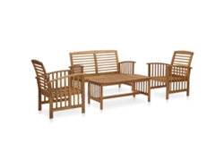 Conjunto Lounge 4 Peças Jardim Madeira De Acácia Macíça Dkd Home Decor