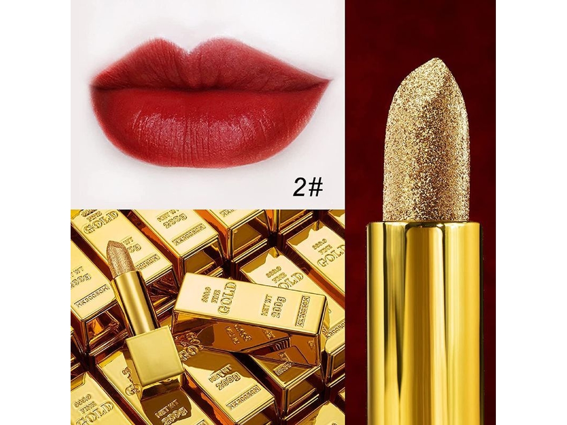 Lápiz Labial Mate Aterciopelado Hidratante Con Brillo, Formato Dorado, Larga Duración, Resistente Al Agua 02