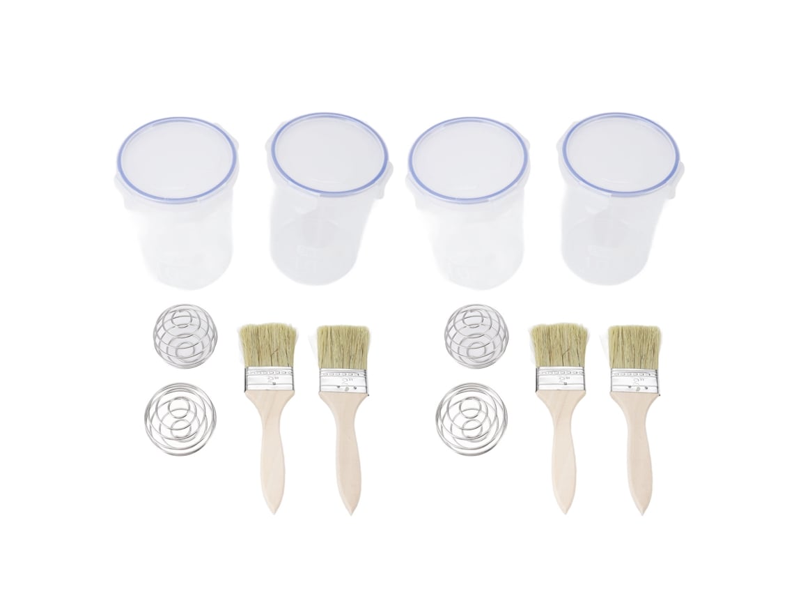 Juego De Recipientes Herméticos Para Pintura De 1000 Ml Con Bola Mezcladora Y Pincel De Repuesto.