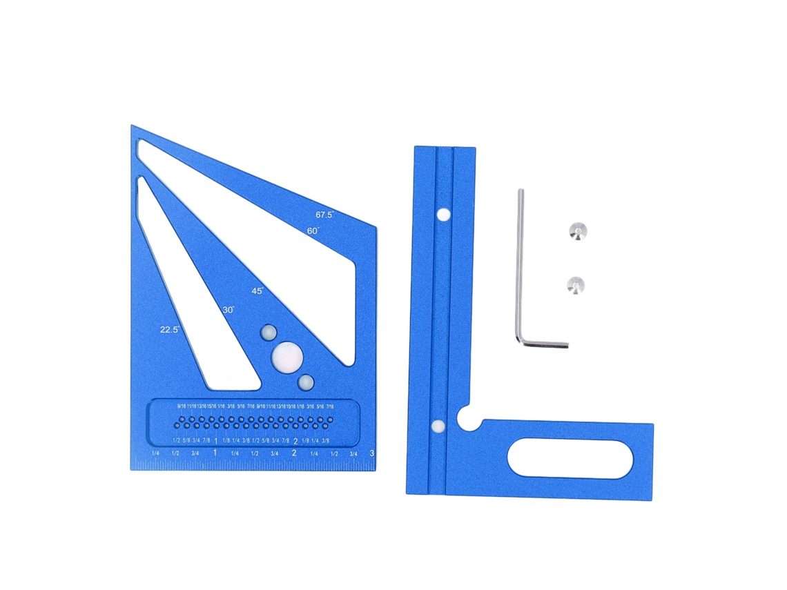 Regla Angular Multifuncional De Aluminio Para Carpintería - Marca Y Raya - Azul