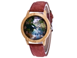 Elegante Reloj De Pulsera Unisex De Cuarzo, Color Marrón Oscuro.