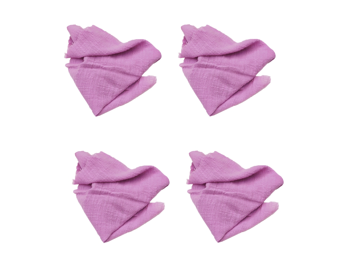 Set de 4 Servilletas de Algodón con Flecos, Servilletas Rústicas para Cenas y Fiestas, 42x42cm KOFIHETY