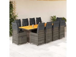 Conjunto de bistró de jardín de 11 piezas con cojines, mimbre gris, DKD Home Decor