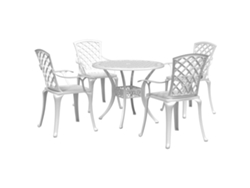 Juego de comedor de jardín de 2 piezas de aluminio fundido blanco Dkd Home Decor