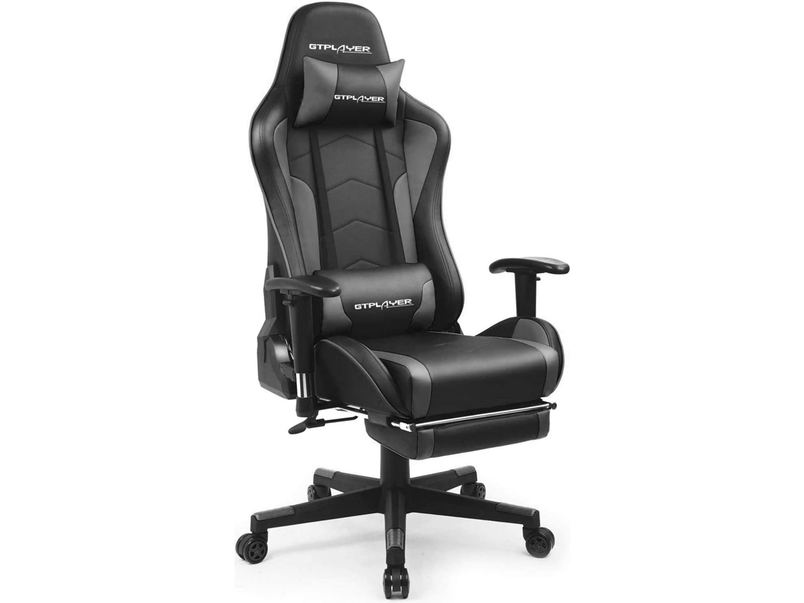 Silla GTPLAYER Gaming con Altavoz Bluetooth Reposapies Escritorio Oficina Gamer Ergonomica con Cojín Reposabrazos 3D Ajustables Gris