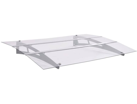 vidaXL Marquesina de puerta policarbonato plata transparente 120x90 cm