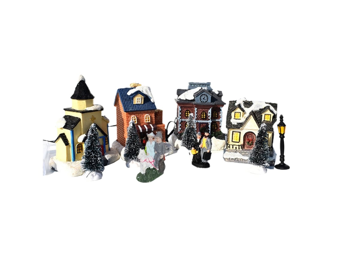 Casas de pueblo navideñas, adornos y decoraciones