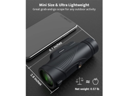 Telescopio monocular para adultos, 10 x 42, compacto, portátil, impermeable, con correa de mano GUSSHIOUS