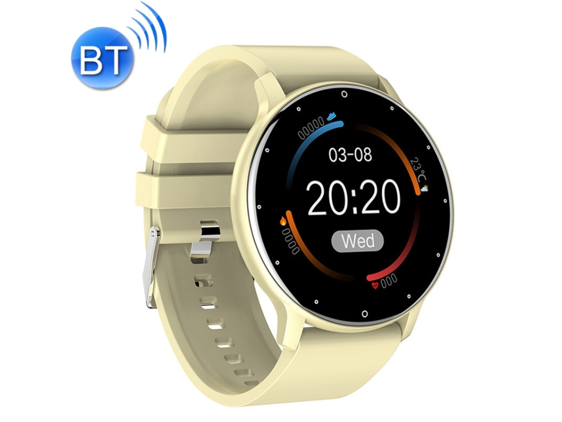 Reloj inteligente con monitorización de frecuencia cardíaca, presión arterial y oxígeno en sangre, podómetro y Bluetooth (dorado)