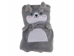 Manta De Franela Suave Em Forma De Animal Bonito Husky Portátil Para Sofá Cama Escritório 80x100cm