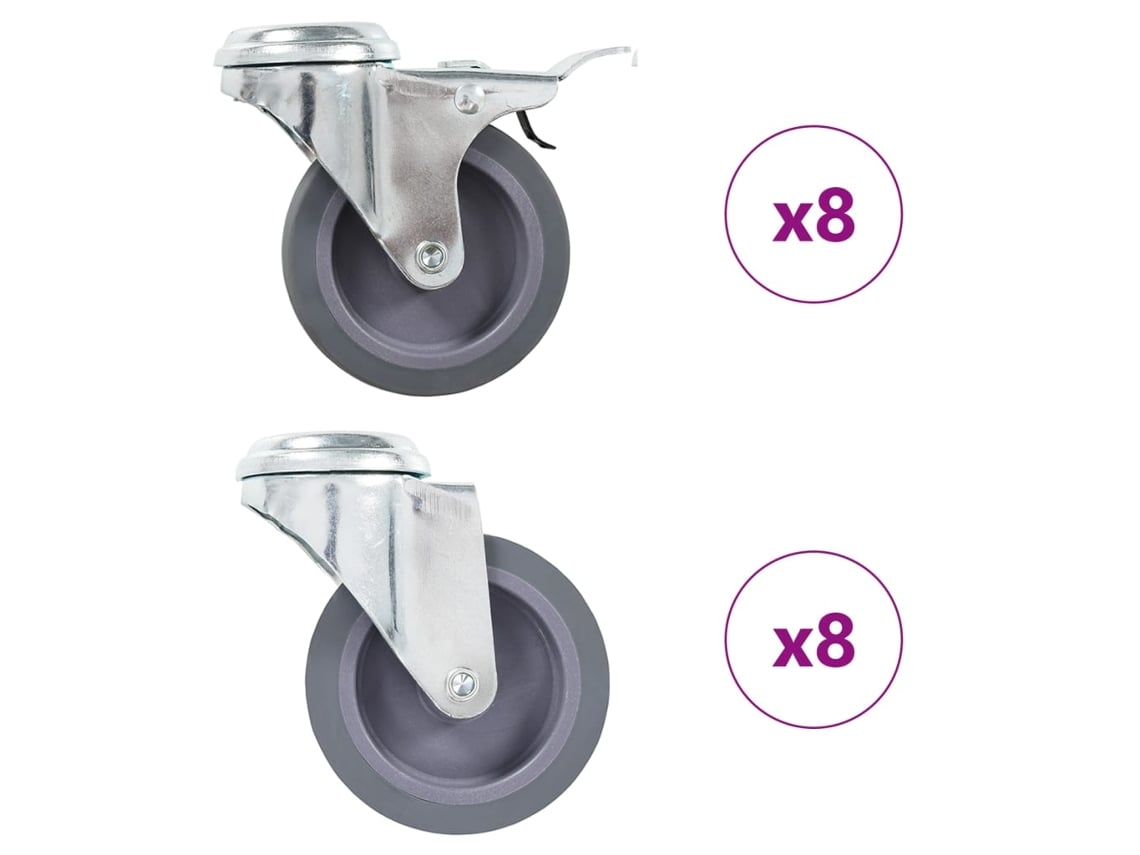 vidaXL Ruedas giratorias con agujero pasador 16 unidades 75 mm
