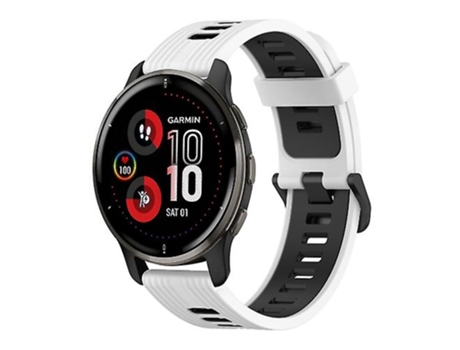 Correa para Garmin Venu 2 Plus Correa de reloj de silicona bicolor con patrón vertical de 20 mm Blanco-Negro VENISYMLIS