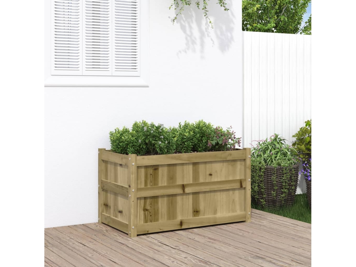 Jarrón/maceta de jardín 90x50x50 cm madera de pino impregnada Dkd Home Decor
