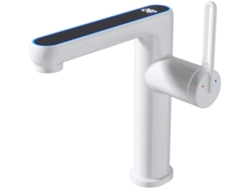 Grifo Mezclador De Lavabo Iluminado De 2 Manijas Con Indicador De Temperatura Y Led.