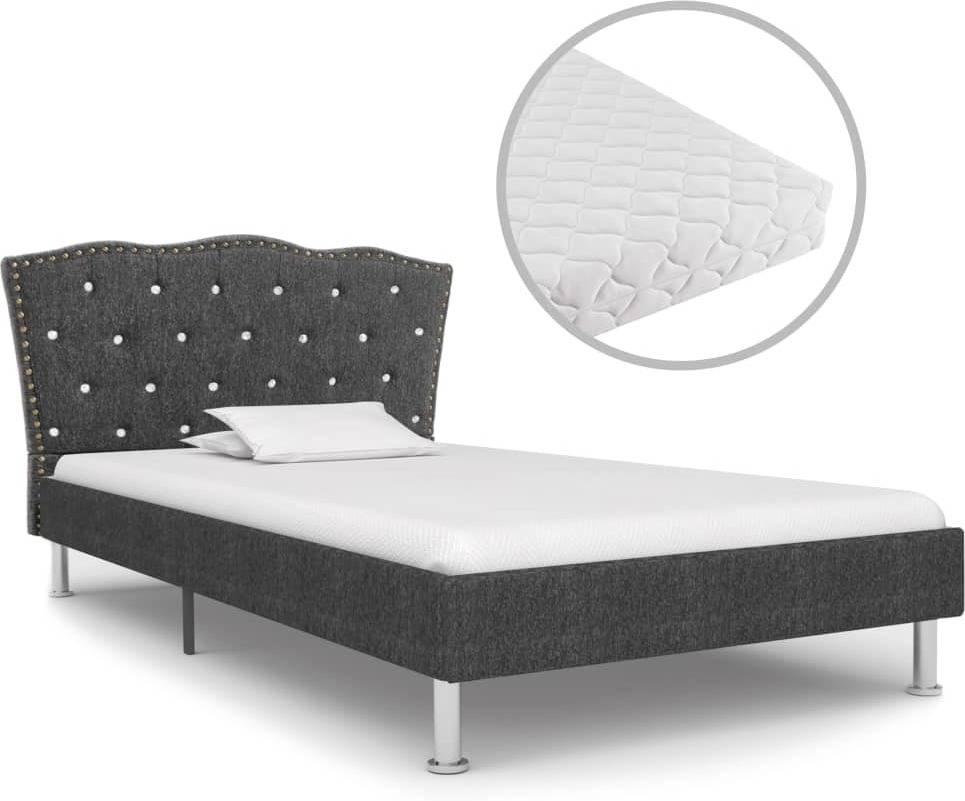 Cama + Colchón VIDAXL Tejido gris oscuro (Compatible con Colchón: 90x200 cm)