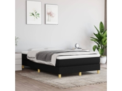 Cama Box Spring Con Colchón Tela Negro 120x200 Cm