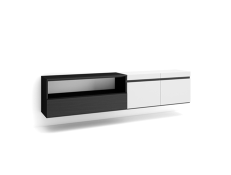 Mueble TV Televisión 200x45x35cm Para TV hasta 80 Colgado Suspendido Blanco y negro