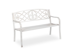 Relaxdays Banco De Jardim, Banco De Exterior Em Metal, Banco Com Encosto Em Ferro Fundido, 86x127x57cm, Branco/bronze