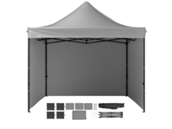 Carpa Gazebo Emergence Succebuy de 304,8 x 304,8 cm con paredes laterales, gris oscuro
