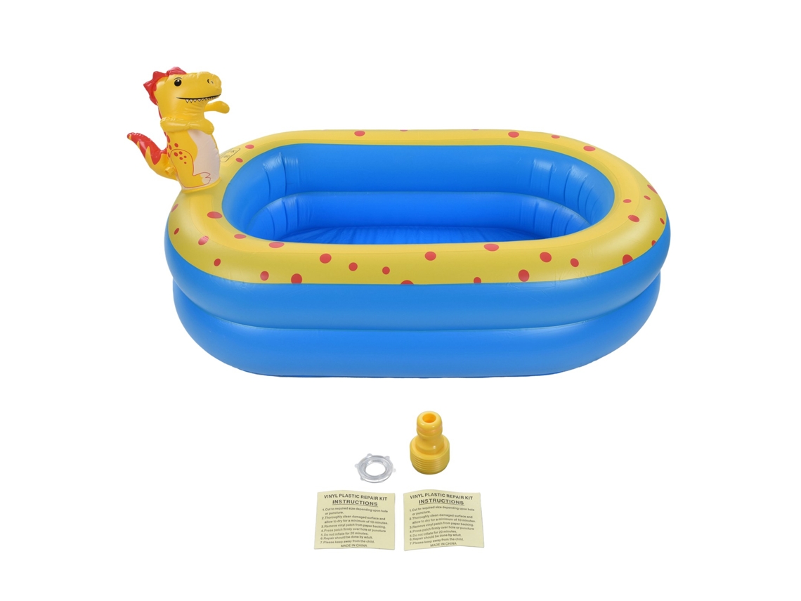 Piscina Infantil Inflable Con Forma De Dinosaurio De 42x41x32 Pulgadas Para Juegos Acuáticos Con Doble Capa.