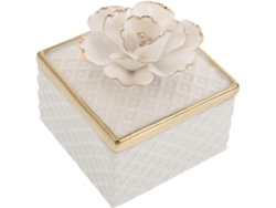 Caja De Joyería De Cerámica Blanca Nuobesty Con Estampado De Rosas, Caja De Almacenamiento