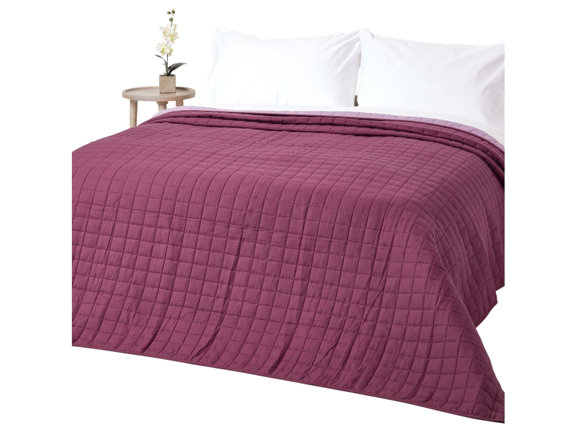 Homescapes Cotton Quilted Reversible Bedspread Lavender Purple, 200 X 200 Cm