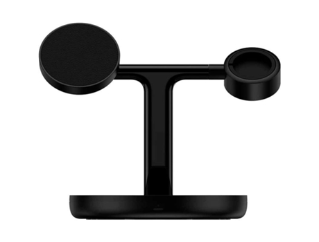 Cargador Inalámbrico BASEUS Swan 3-En-1 con Magsafe 20W Negro Adaptador de Corriente 12V