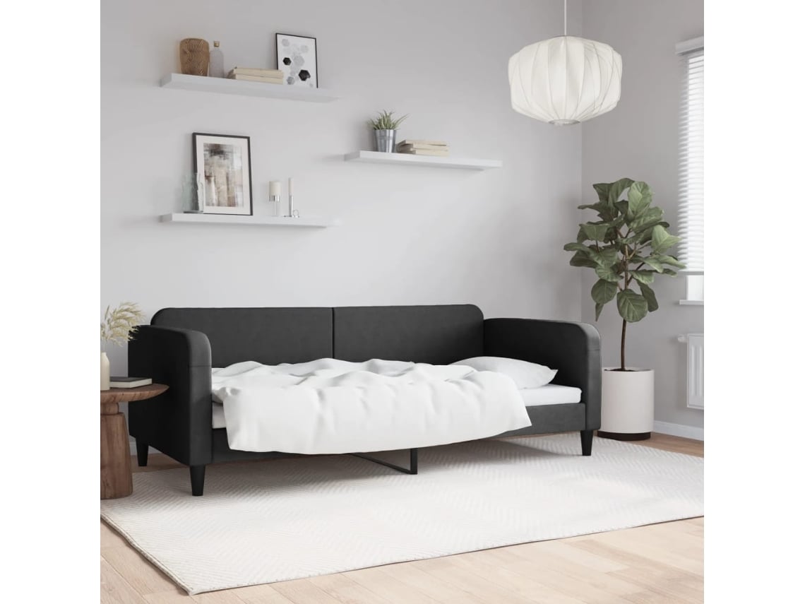Sofá Cama Sin Colchón Tela Negro 90x200 Cm