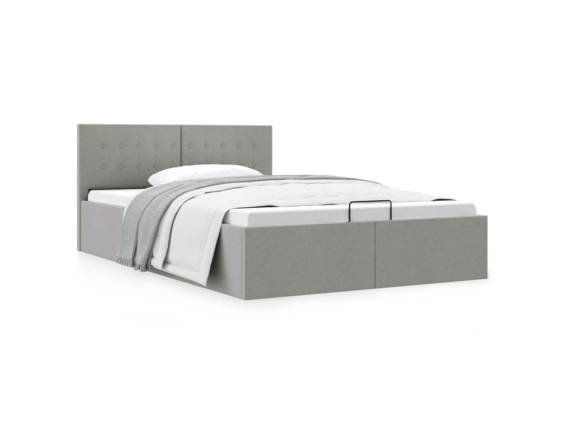 Cama Hidráulica Almacenaje Sin Colchón Gris Claro 140x200 Cm