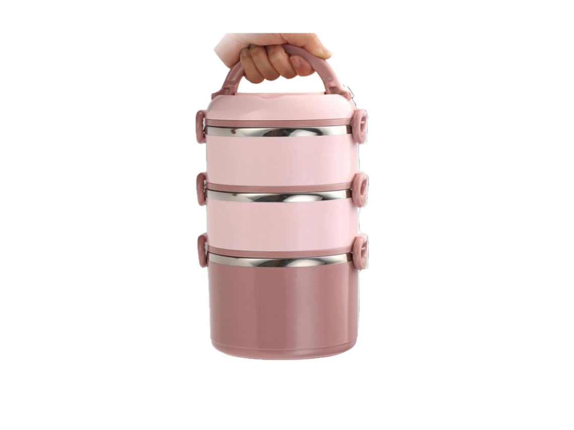 Fiambrera Bento De Gran Capacidad, Apilable, De Acero Inoxidable, Para Mujer, Ideal Para Microondas, Color Rosa