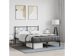 Estructura Cama Sin Colchón Con Cabecero Metal Negro 140x200 Cm
