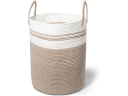 Cesto De Ropa De Algodón Con Asa, Tejido De Punto, Tamaño Grande, Para Habitación Infantil (marrón2, Diámetro 38 X Altura 50 Cm)