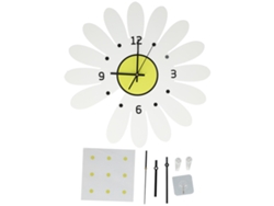 Reloj de pared moderno, sencillo y elegante con margaritas rojas, grande, blanco, para decoración del hogar Kofihety