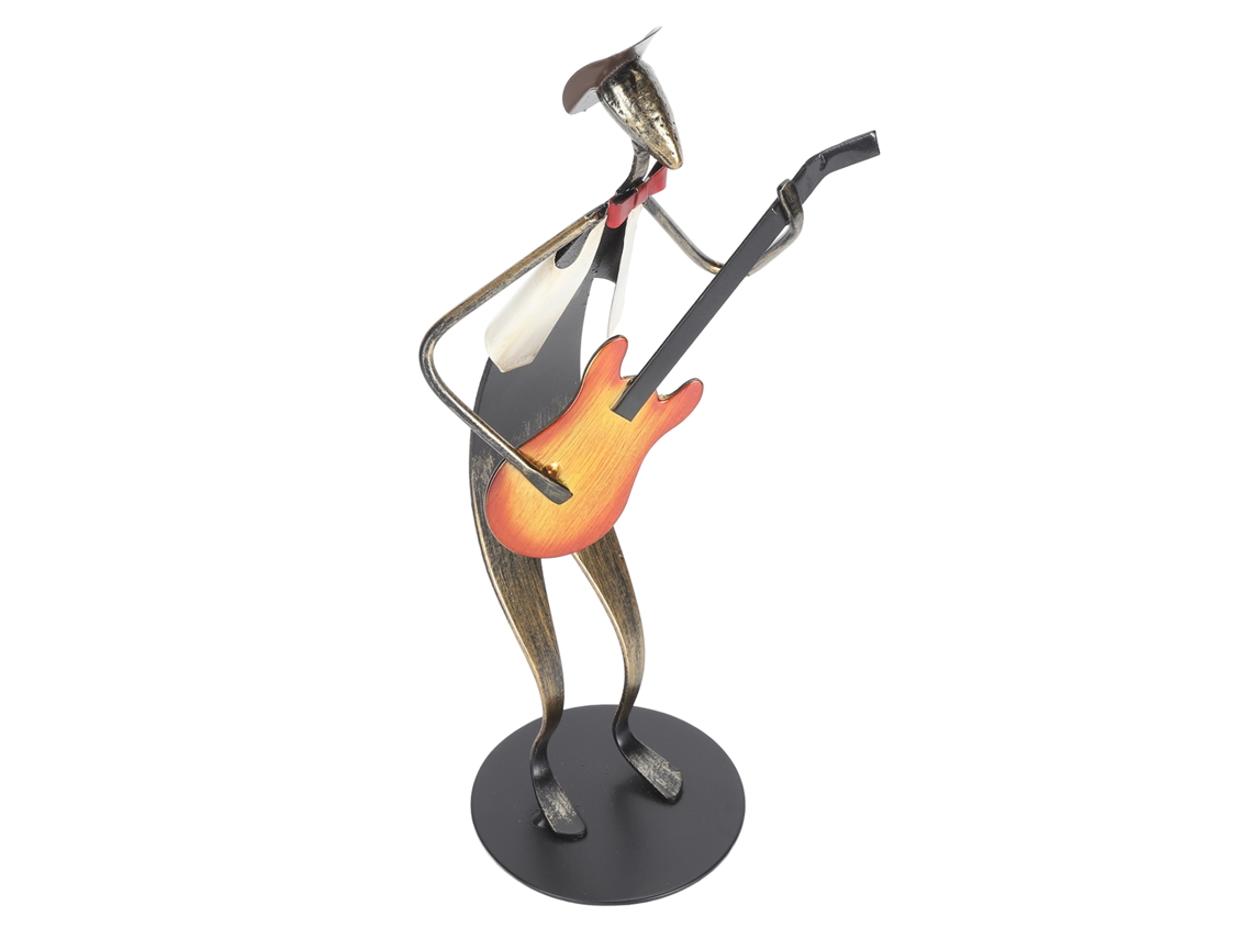 Estatua de músico con guitarra para escritorio o decoración de oficina.
