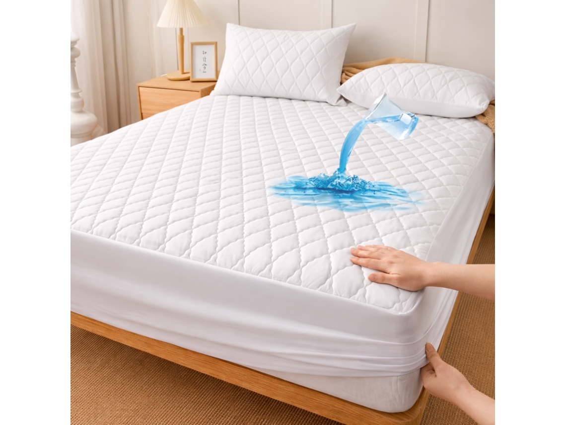Protector Colchón Impermeable Acolchado 160x200 Cm Nyana Home | Elástico 360°