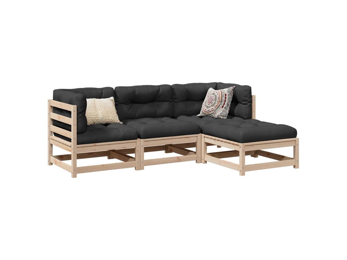 Conjunto de 4 piezas de sofás de Jardim Madeira De Pinho Maciça Dkd Home Decor