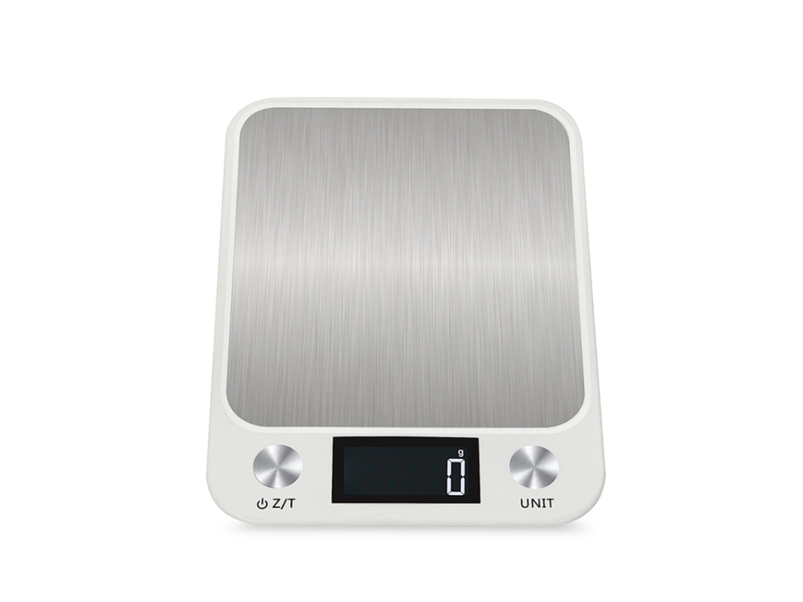(batería En Color Blanco) Báscula De Cocina Electrónica Pequeña De Acero Inoxidable, 5 Kg/1 G