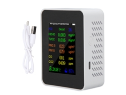 Detector De Calidad Del Aire Con Co2 Co Pm2.5 Tvoc Hcho Temperaturas Y Humedad Modo Alarma Blanco
