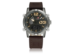Reloj Deportivo De Negocios Para Hombre Naviforce Con Correa De Pu, Doble Movimiento Y Resistencia Al Agua.