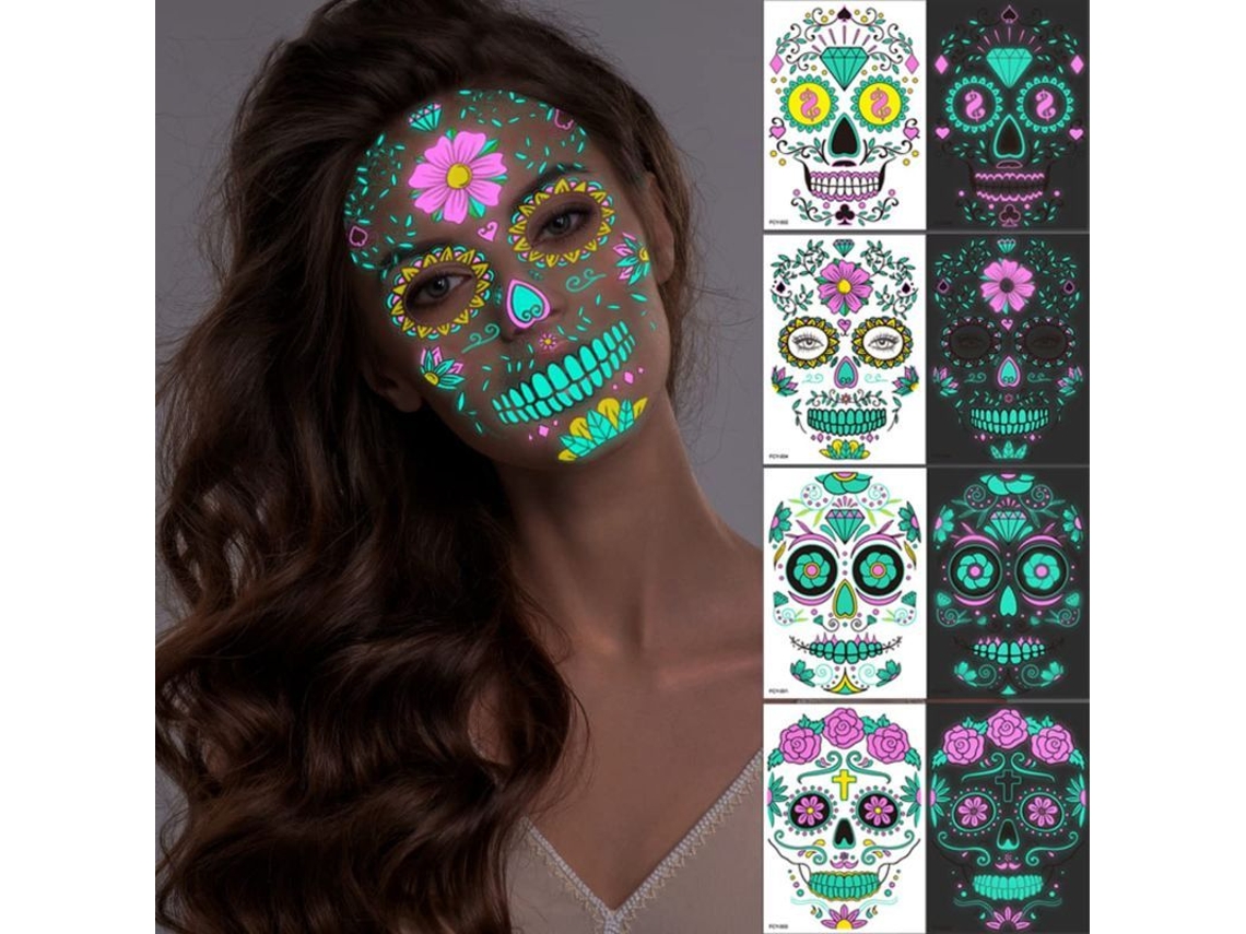 Tatuajes Temporales Luminosos De Halloween, Pegatinas Faciales, Cicatrices Falsas Para Adultos Y Corporales.
