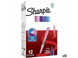 Rotulador Permanente Sharpie Roxo Cor de Rosa Turquesa 0,9 Mm 12 Unidades