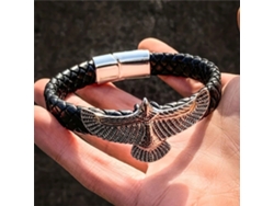 Pulsera De Moda Con Hebilla Magnética De Águila Y Cuero Trenzado Siurn
