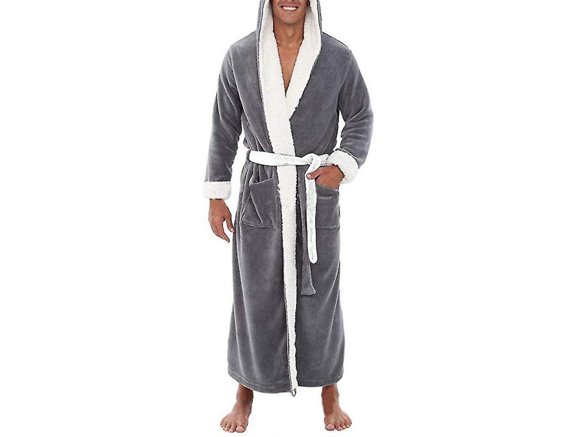 Bata de baño nocturna con capucha de poliéster suave para hombre, modelo 2026.