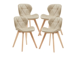 Juego de 4 sillas de comedor Älmhult de 78 x 47 x 52 cm en piel sintética beige Pt.casa