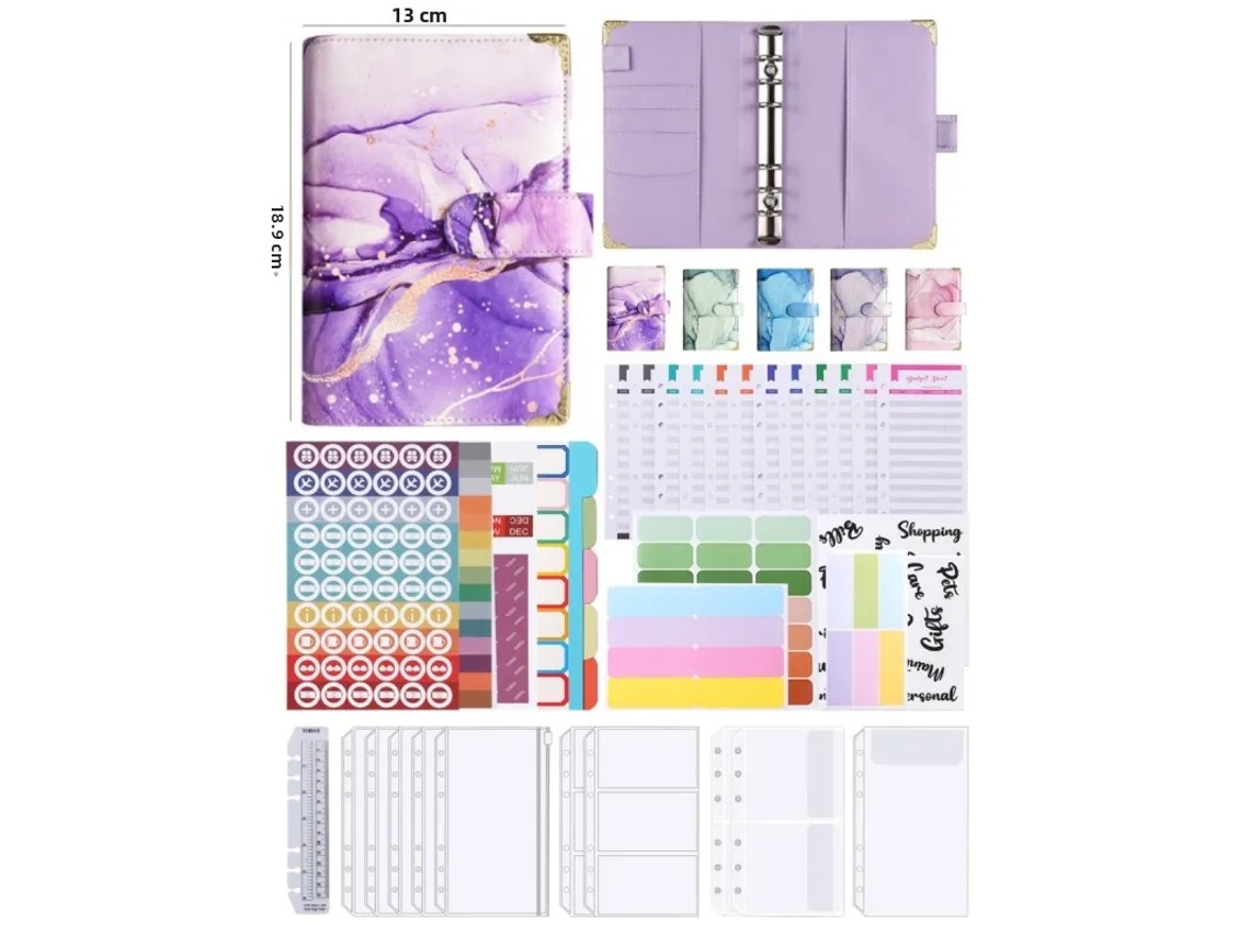 Cuaderno de negocios minimalista de piel sintética con textura de mármol, tamaño A6, MDUG (morado)