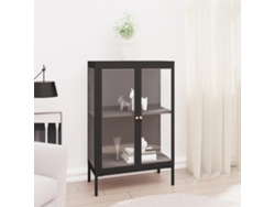 Lovely Home Aparador 75X35X105 Cm Cristal y Acero Negro