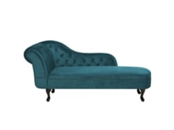 Chaise longue izquierdo BELIANI Nimes de Terciopelo Azul 169x65x79