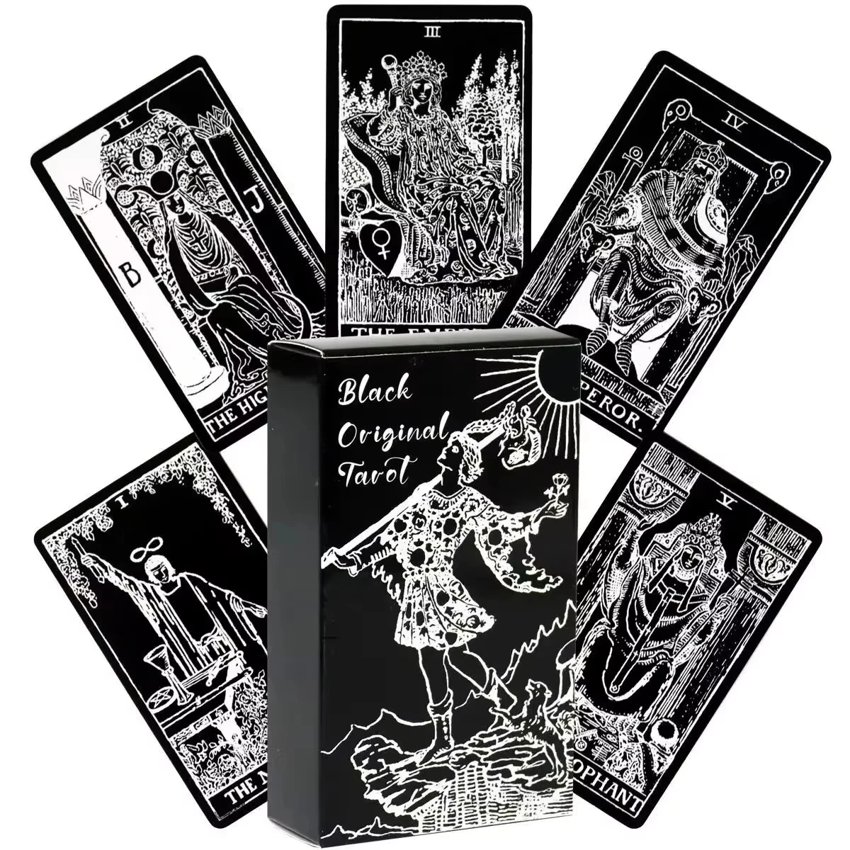Baralho De Tarô Ryder Em Preto E Branco, 78 Cartas, Adequado Para Iniciantes, Tamanho De Bolso.