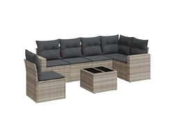 Maison Exclusive - Set De Sofás De Jardín 7 Pzas Con Cojines Ratán Pe Gris Claro